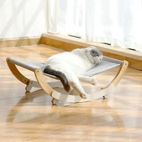 pet rocking chair cat bed soft pet cats hammock puppy kitten hanging beds mat with durable wood frame for small pets