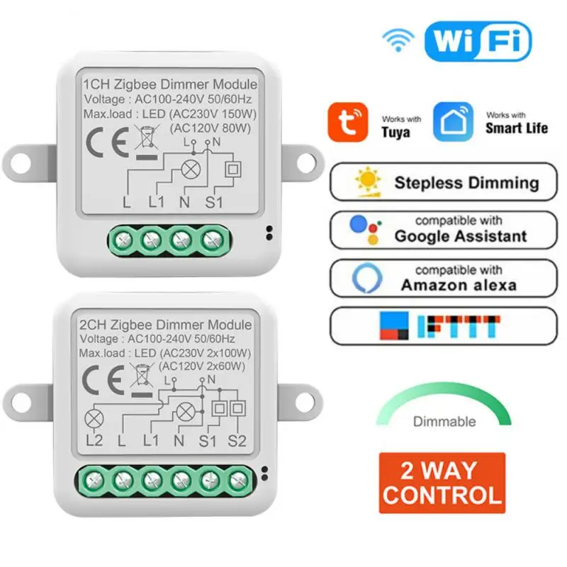 

Tuya ZigBee 3.0 Smart Home Blind Curtain Switch Module Supports 2 Way Control Roller Shutter Motor Work with Alexa Google Home