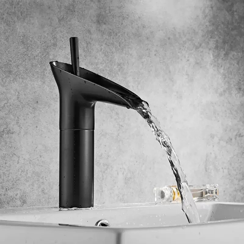Фото Смеситель для ванной комнаты, однорычажный водопадный смеситель для раковины, латунь, старинный смеситель для горячей и холодной воды, смеситель для раковины в стиле бокала для вина №4