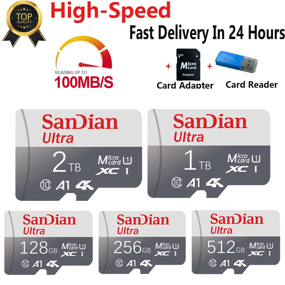 Оригинальная высокоскоростная мини-карта памяти емкостью 2 ТБ 1 класс 10 карта Micro