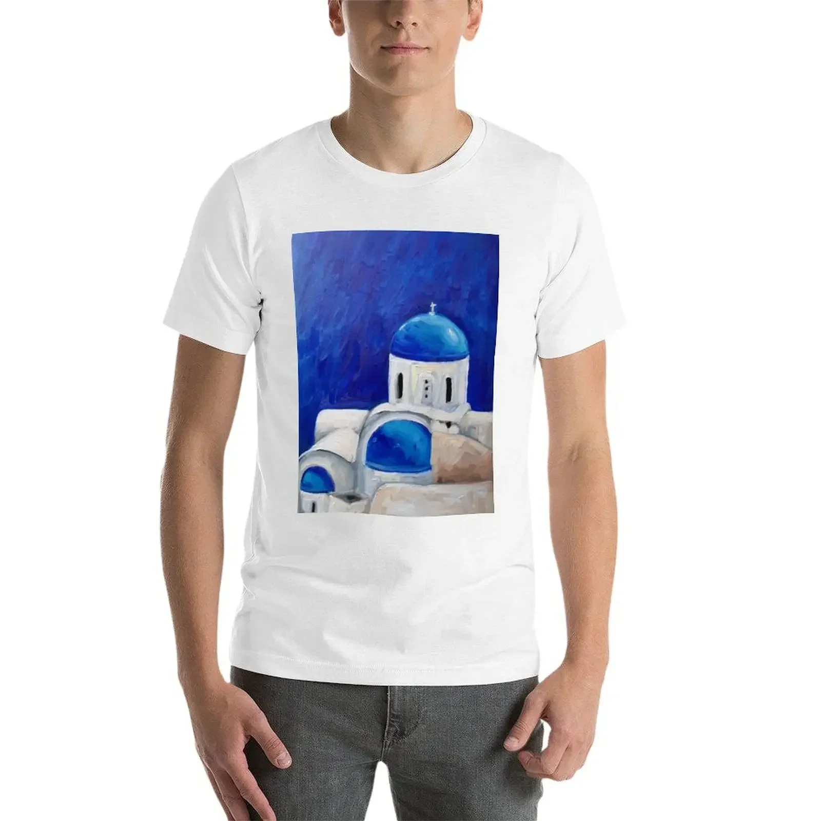 Футболка Santorini эстетическая одежда топы больших размеров мужские футболки с