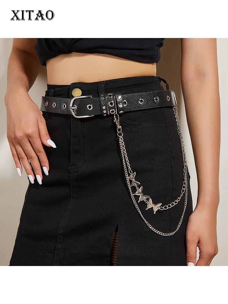 

XITAO Patchwork Belt Fashion Black Chain Patchwork Small Fresh Casual Style 2022 Sequined Rivet Minority Elegant Belt WMD7270