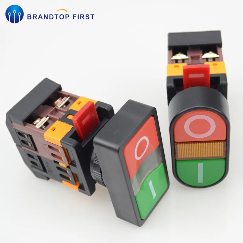 Пусковой переключатель с двумя кнопками и светодиодной лампой (монтажное