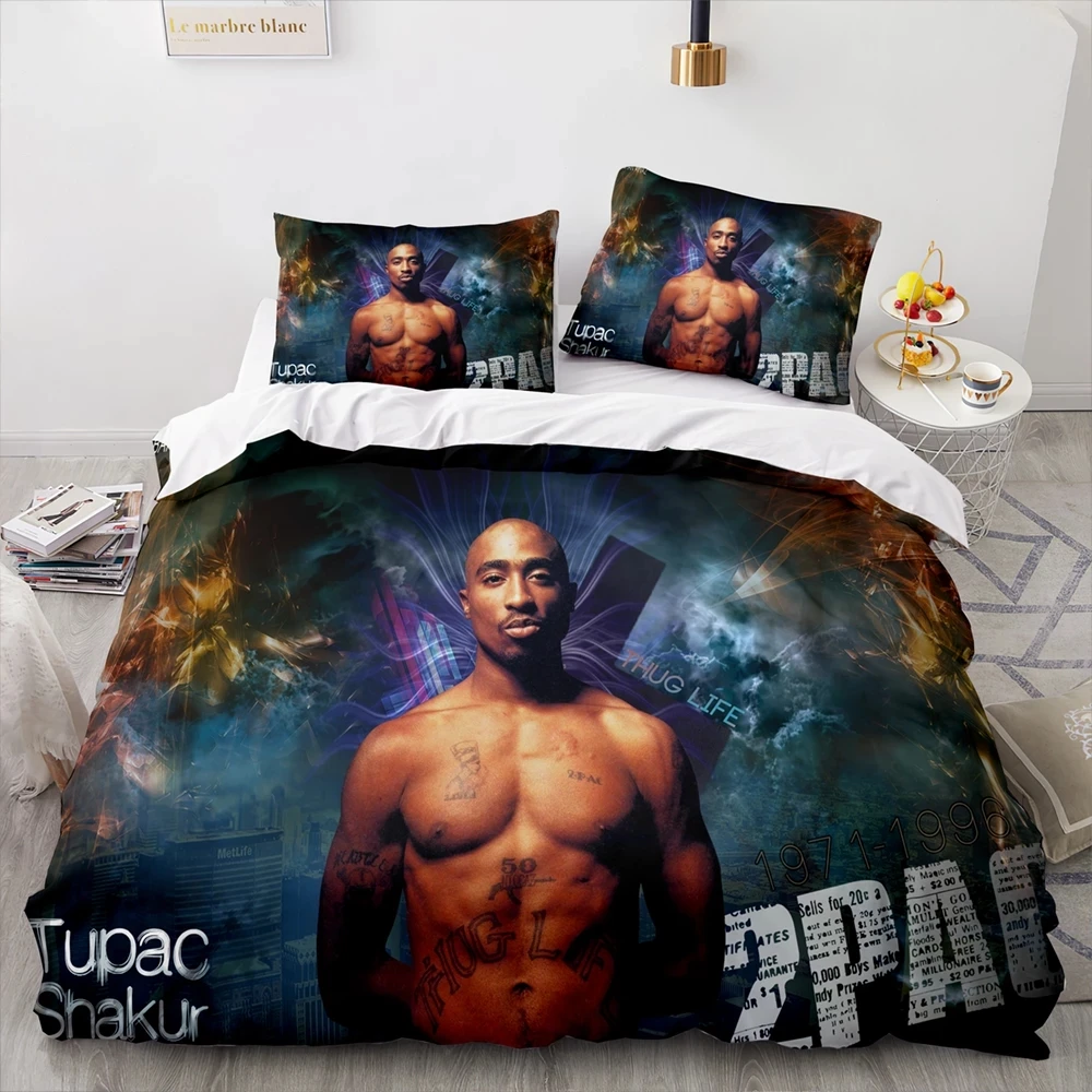 

2Pac Comforter Bedding Set 3D Print Queen Twin Single Makaveli Duvet Cover Set Pillowcase Home Aldult Kid Bed Set Bedclothes
