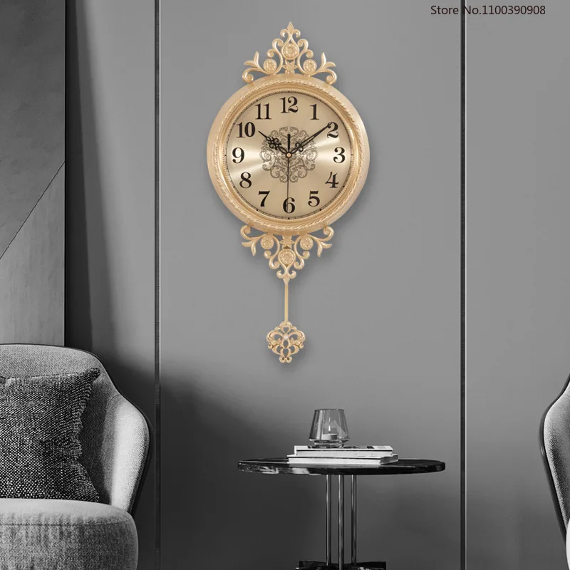 Медные Настенные часы в европейском стиле с маятником современный светильник