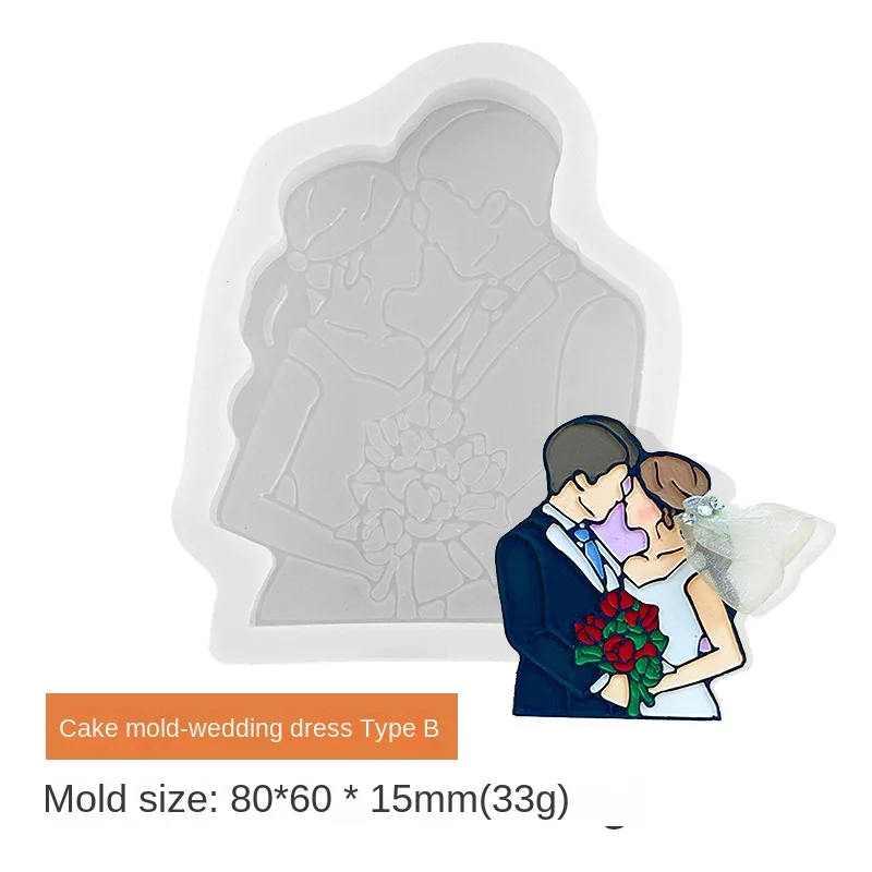 

Couple Rose Wedding Photo DIY Fondant Mold Valentine's Day Plaster Silicone Mold Cake Decoration Baking Tool Chocolate Molds