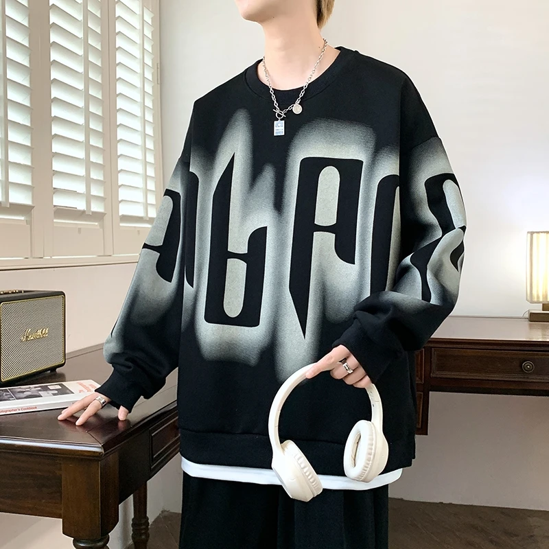 Модные мужские повседневные толстовки весна-осень 2024 для молодежи свободные