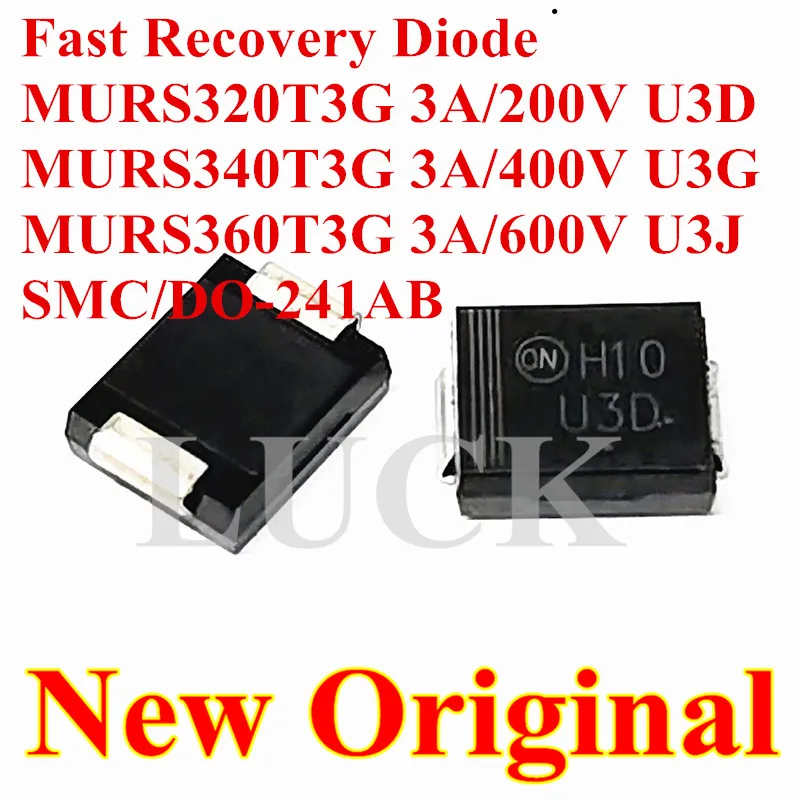 Новый SMD диодный выпрямитель быстрого восстановления MURS320T3G 3A200V/U3D MURS340T3G 3A400V/U3G MURS360T3G 3A600V/U3J SMC, 20 шт.