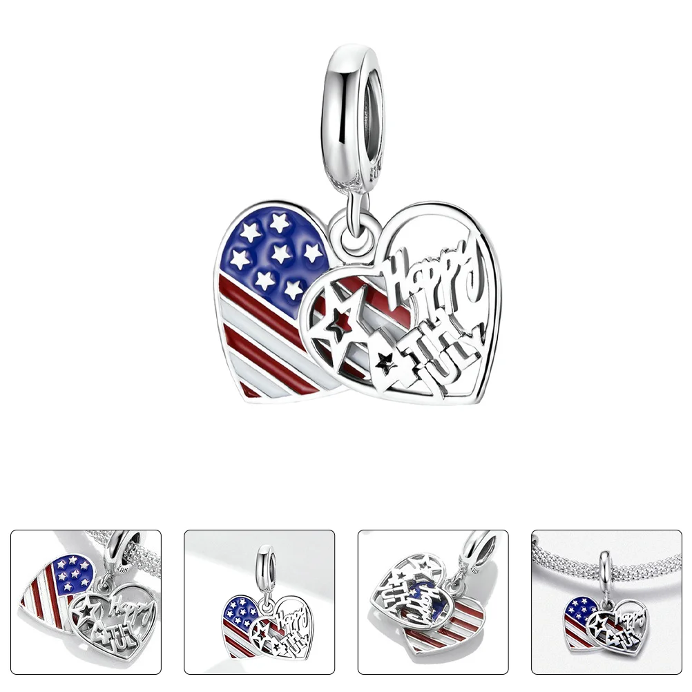 

1pc Heart Shaped American Flag Bracelet Decor Delicate Small Bracelet Pendant
