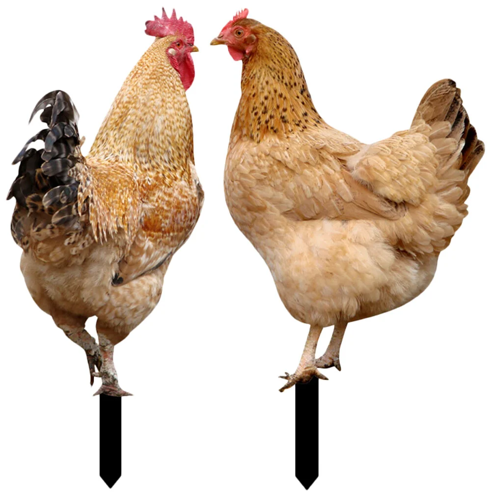

2 Pcs Accessories Acrylic Chicken Stake Outdoor Decorations Patio Yard Decorative Garden Animal The Sign Courtyard Insert
