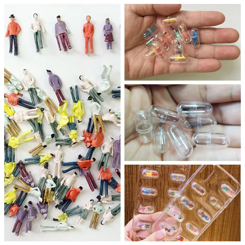 

25Pcs Capsule Toy Villain Transparent Shell Plastic Pill Container Pill Bottle Splitters Figurines DIY Phone Case Decor People