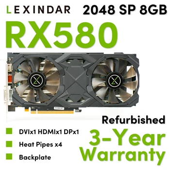 Lexindar Origial Refurbished RX580 2048SP 8GB Graphic Card GPU for Gaming Mining Computer Parts Components 1