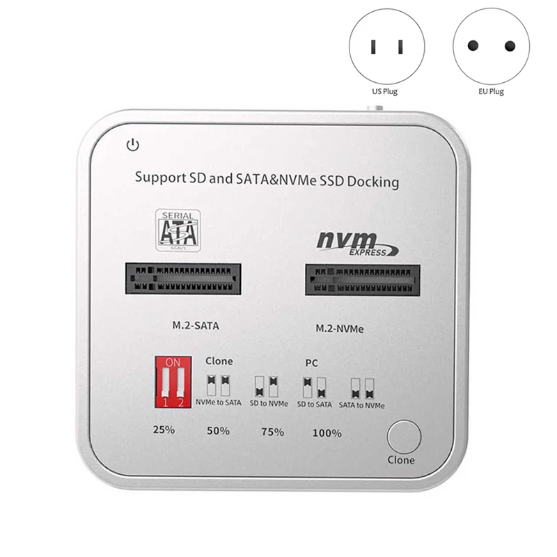 

M.2 NVME/NGFF двухпротокольная копировальная база SSD со слотом для чтения SD-карт M.2 NVME Дубликатор Cloner для SSD