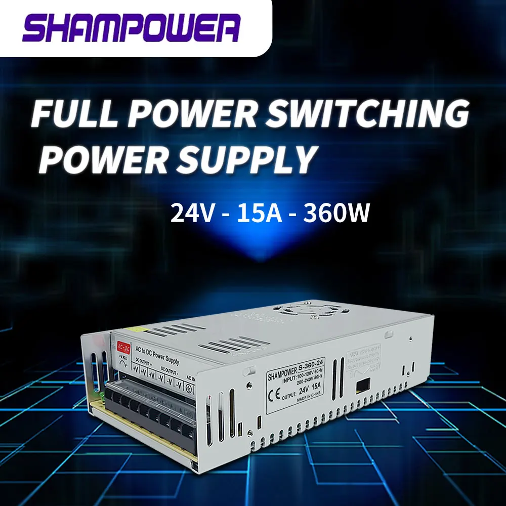 

SHAMPOWER Switching Power Supply AC 110V/220V to DC 24V 15A 20A 25A 360W 480W LED Light Bar Source Power Adapter Transformer