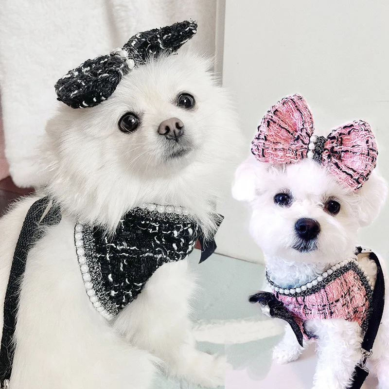 

Dog Princess dress Chest Strap Pet Supplies Yorkshire Leash Dog Harness No Head Bow