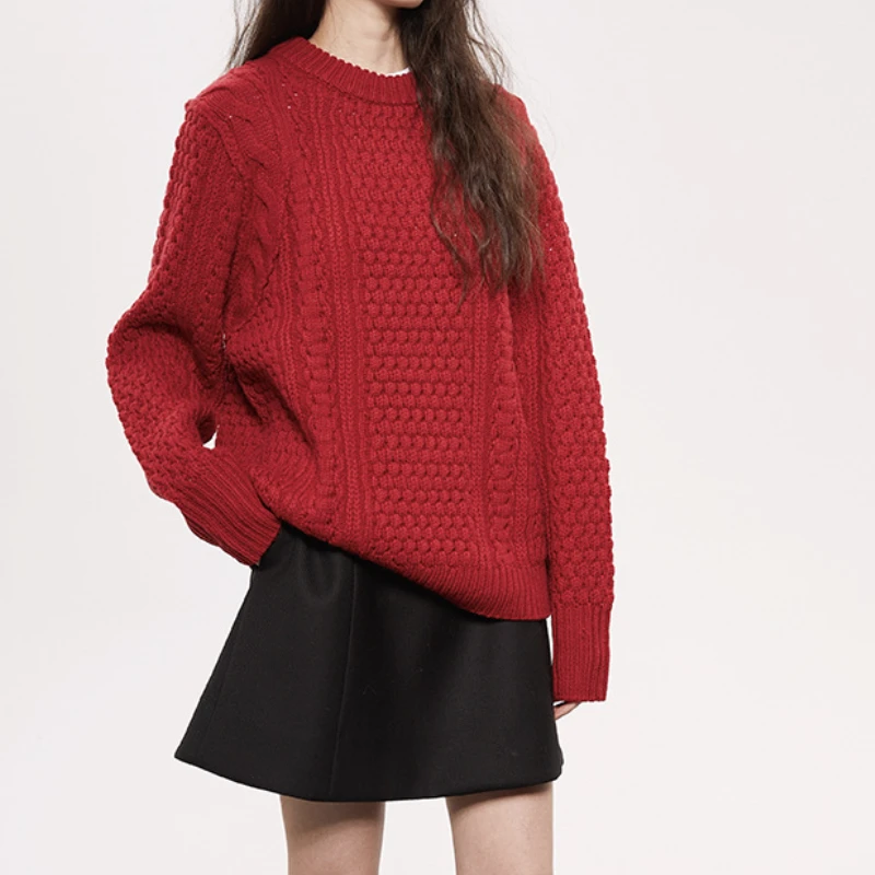 Рождественские свитера Vintaeg вязаный красный свитер Осень-зима 2024 Теплые