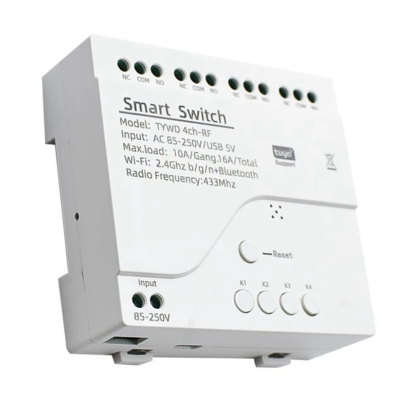 

2X Tuya Smart Wifi Motor Switch Module RF 433 Radio Remote Control 4CH Inching Relay For Alexa Google, 4CH AC85-250V