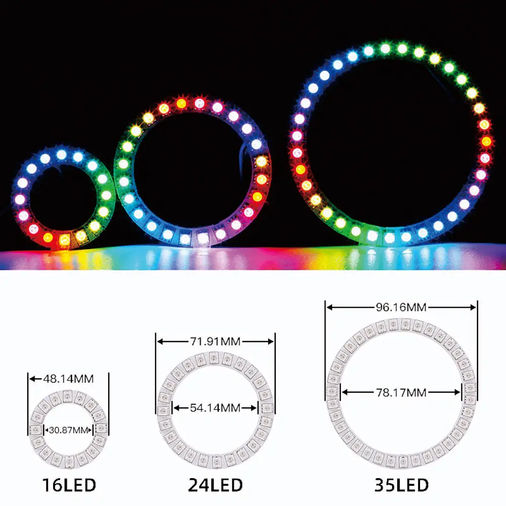 DC12V WS2815 светодиодный Ring 5050 RGB индивидуально адресуемый 16 22 35 пикселей круглые