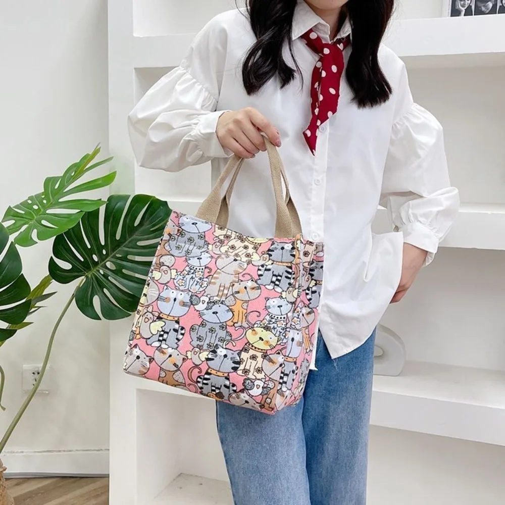 Большая вместительная Холщовая Сумка с мультяшным принтом Милая женская