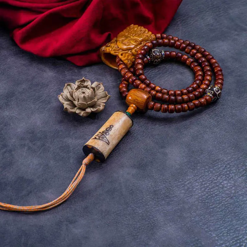 Расстроченные бусины из бычьей кости с потертостями подвеска 108 бусин аксессуары