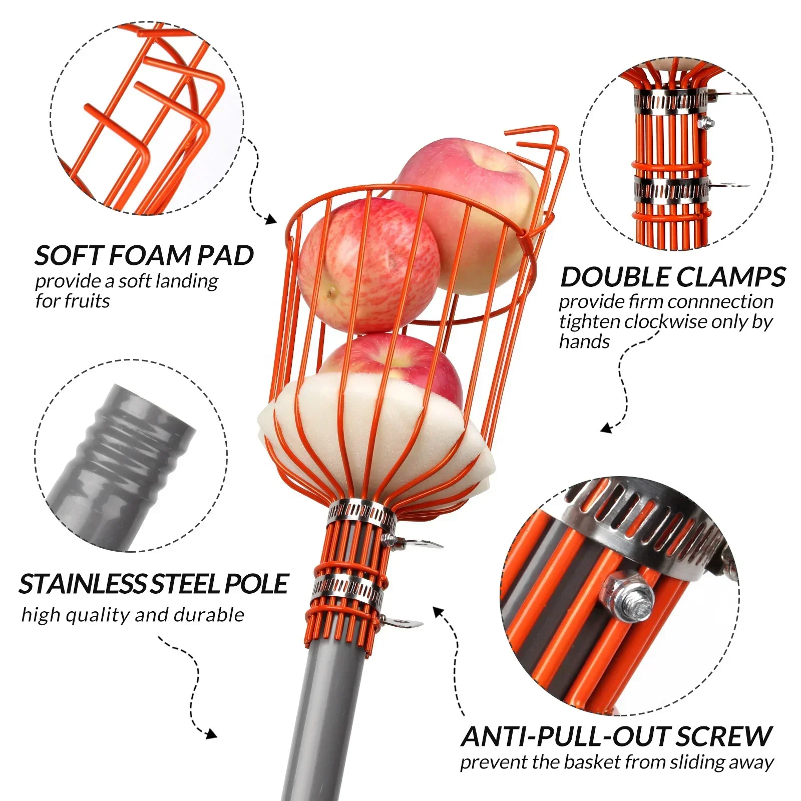 8 футов телескопическая корзина из нержавеющей стали с длинной ручкой ловушка
