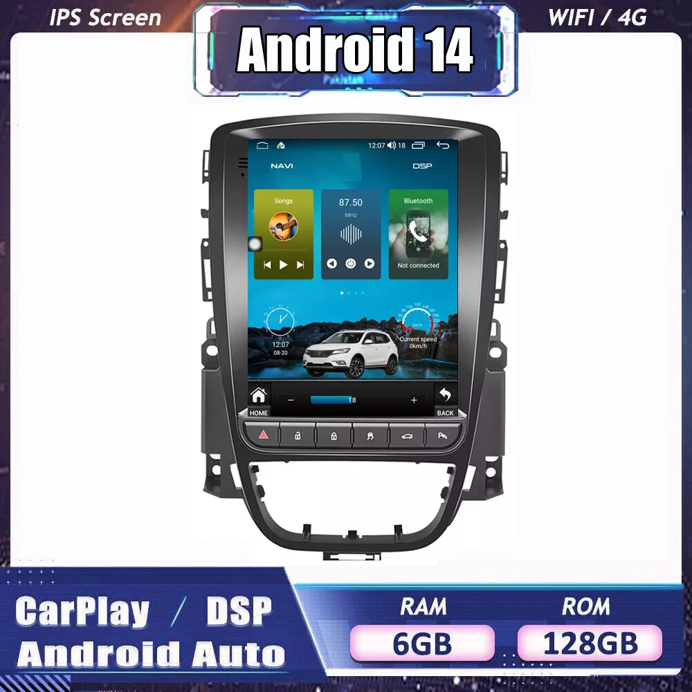 9 7-дюймовый автомобильный радиоприемник Android 14 для Opel Astra J 2009 2010 2011-2015 GPS-навигация