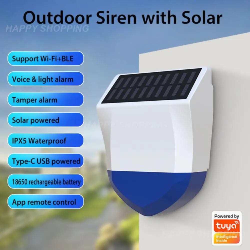 

Solar Infrared Vioce Light Alarm Wifi Bluetooth Outdoor Ipx5 Waterproof App Control New Tuya Pir Detector Wireless Burglar Alarm