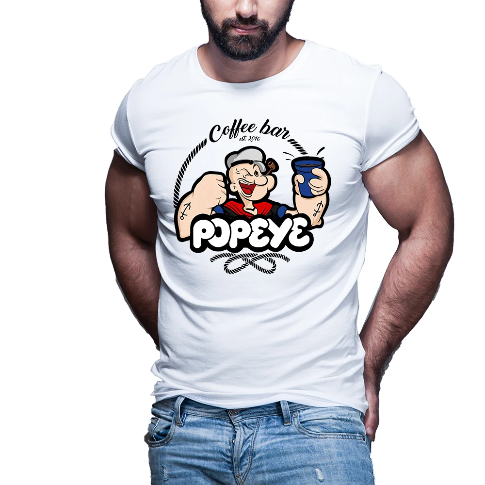 

2023 Handsome Trendy Men's Loose High-Quality T-shirt Funny Design Popeye 3D Printed T-shirt Casual And Cool Men's T shirt 6XL
