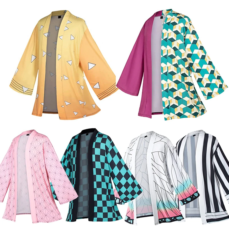 

Anime Demon Slayer Kimetsu No Yaiba Haori Kimono Cosplay Costume Kamado Nezuko Coat Shirt Halloween Costumes for Child Adult