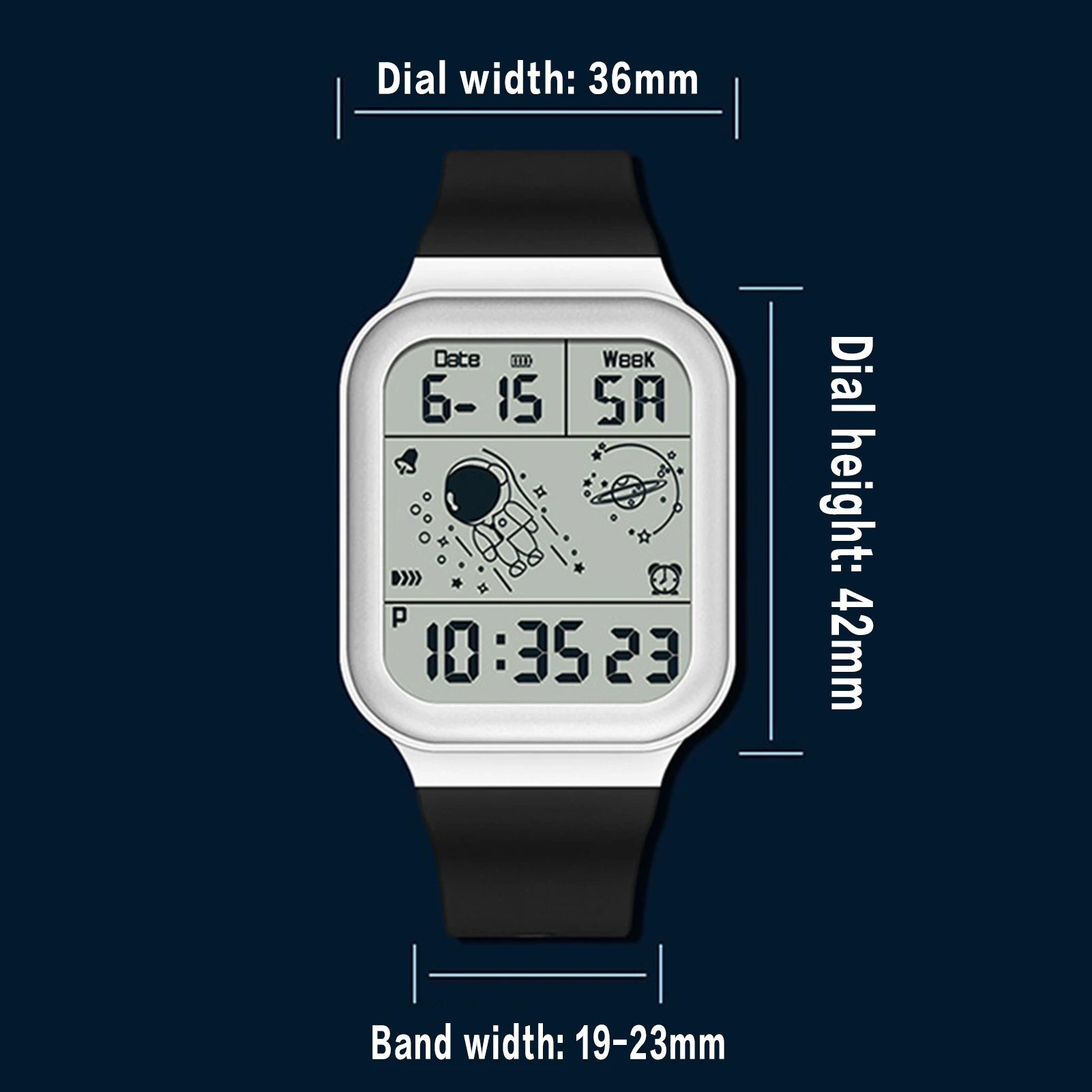 Цифровые спортивные часы с квадратным циферблатом светящиеся астронавтом для