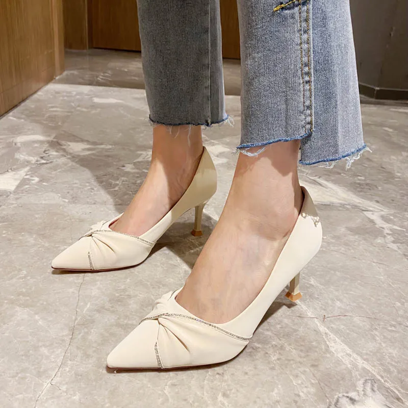 2023 new style Woman Rhinestone Heeled Sandals Pointed Slingback Sandal Fashion Party Pumps 2023 Women Sexy Crystal High Heels