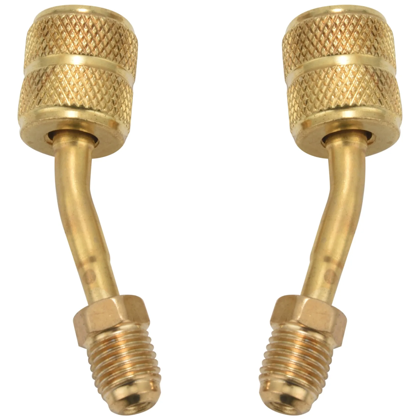 

R410A Adapter 5/16 Inch Sae Female Quick Couplers To 1/4 Inch Sae Male Flare, 2 Pc 45 Degree Angled Charging Vacuum Adapter