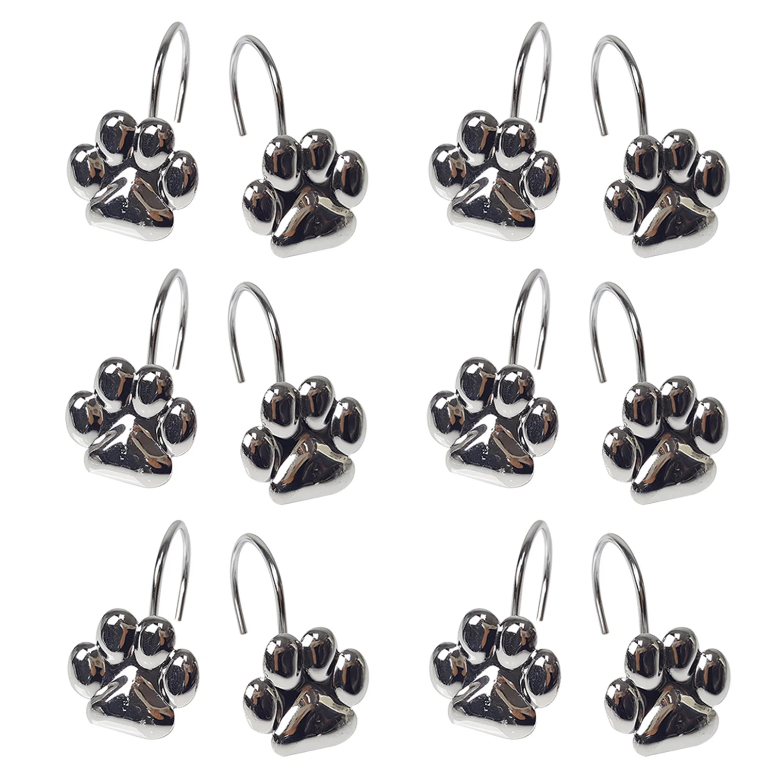 

12pcs/box Fashion Iron Ring Dog Cute Paw Bathroom Rust Proof Polished Home Shower Curtain Hook Bear Cat Print