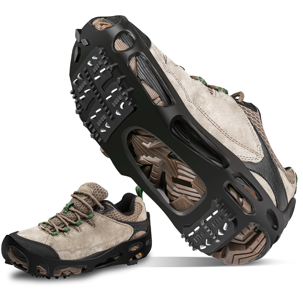 1Pair Anti-slip Shoe Cover Winter Ice Gripper 24 Spikes For Shoes Traction Cleats Snow Walking Hiking Outdoor Shoe Ice Gripper