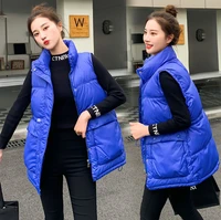 beardon 2022new autumn and winter womens short down cotton vest korean version loose stand collar drawstring waistcoats jacket