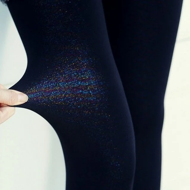 Glossy Autumn Winter Glitter Step on Foot Lady Casual Shiny Colorful Pantyhose High Waist Leggings Lingerie Stockings