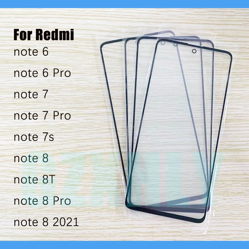 

10Pcs/Lot Front Glass For Xiaomi Redmi Note 7s 8T Note 6 7 8 2021 Pro Touch Screen Panel LCD Outer Lens Glass