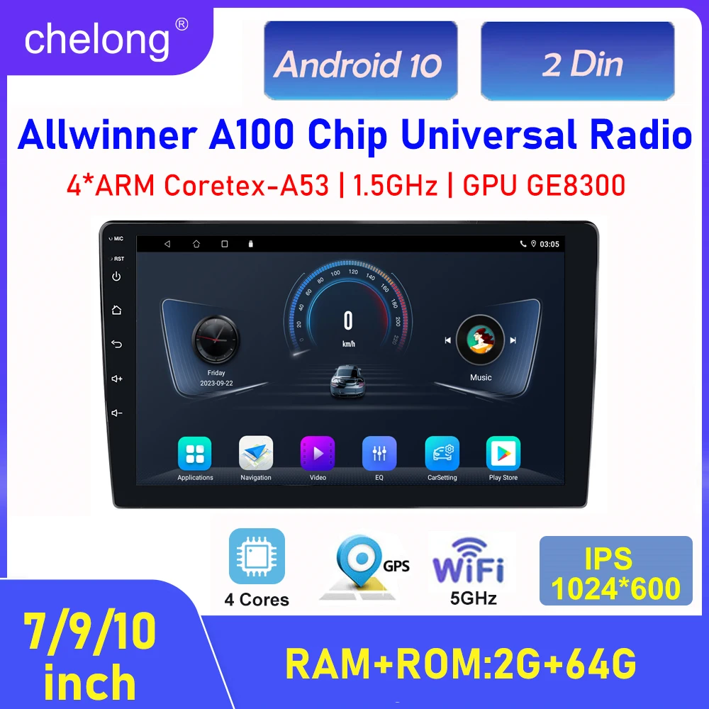 

Автомагнитола на Android 10, универсальная мультимедийная стереосистема с IPS-экраном, Bluetooth, GPS, Wi-Fi, FM, USB, камерой заднего вида, типоразмер 2 din