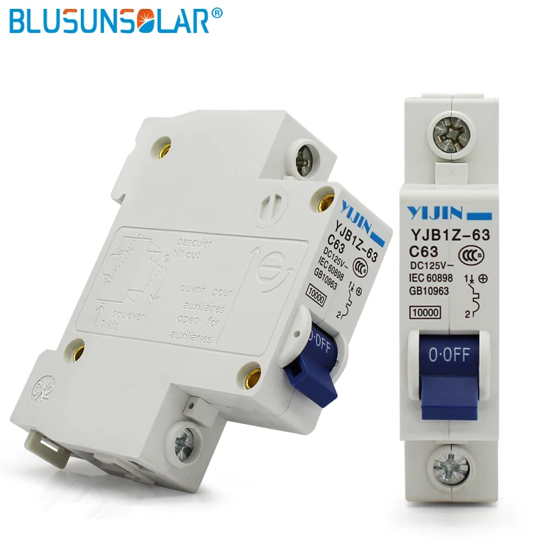 

LEADER 5PCS/LOT Hot Selling 1P 63A DC125V Circuit Breaker MCB for PV Solar Ystem CE YJBz1-63 for PV System Mainland China