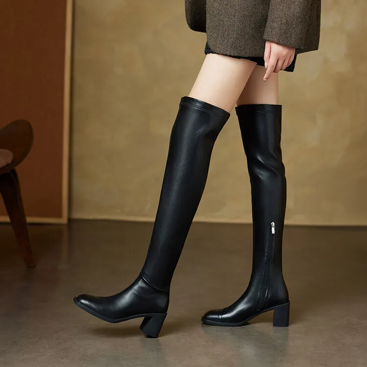 Зимние сапоги на молнии женские резиновые туфли пикантные непромокаемые до