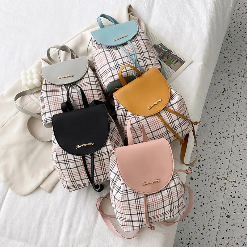 

Mini Backpack 2023 Bag For Teenage Girl Plaid Women Shoulder Phone Purse Korean Style New Trendy Female 2023