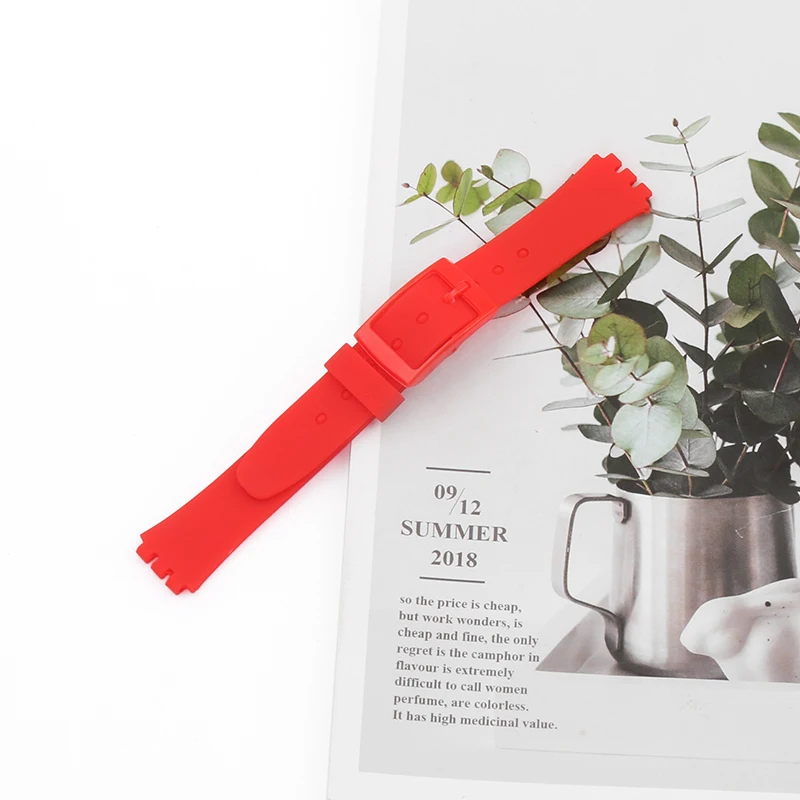 Silicone strap suitable for swatch 12mm short color children's women's strap needle buckle watch accessories