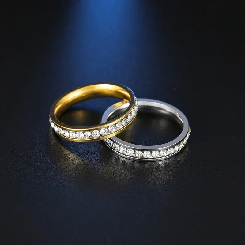 51JEWELRY 4 мм классические роскошные золотые кольца с инкрустацией из нержавеющей