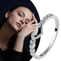 lover heart rings for women wedding engagement rhinestone embedded bridal jewelry elegant ring accessories
