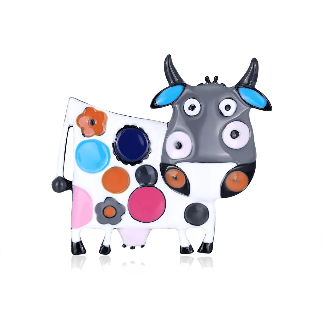 

New Animal Zodiac Cartoon Cow Alloy Cute Clothing Accessories Brooch