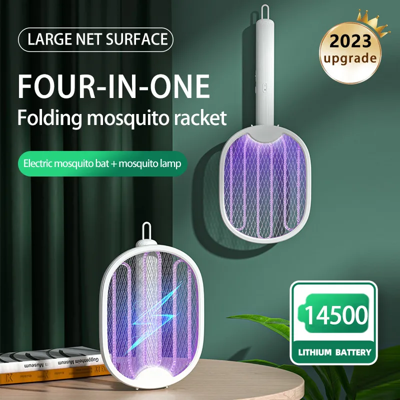 

Mosquito racket USB Rechargeable Fly Zapper Swatter with Purple Lamp Seduction Trap Summer Night Baby Sleep Protect tools