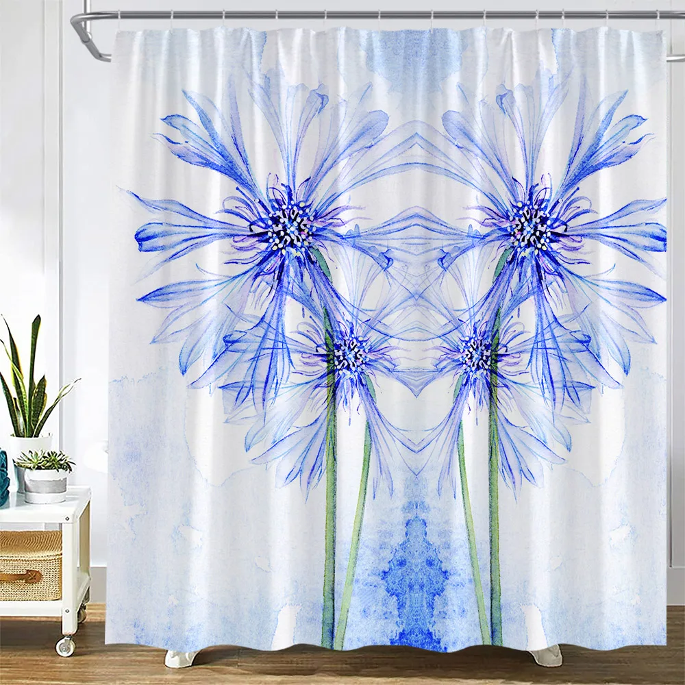 

Landscape Shower Curtain Purple Lavender Home Nature Buttercup Decor Aesthetic Bathtub Screen Partition Waterproof Set Banheiro
