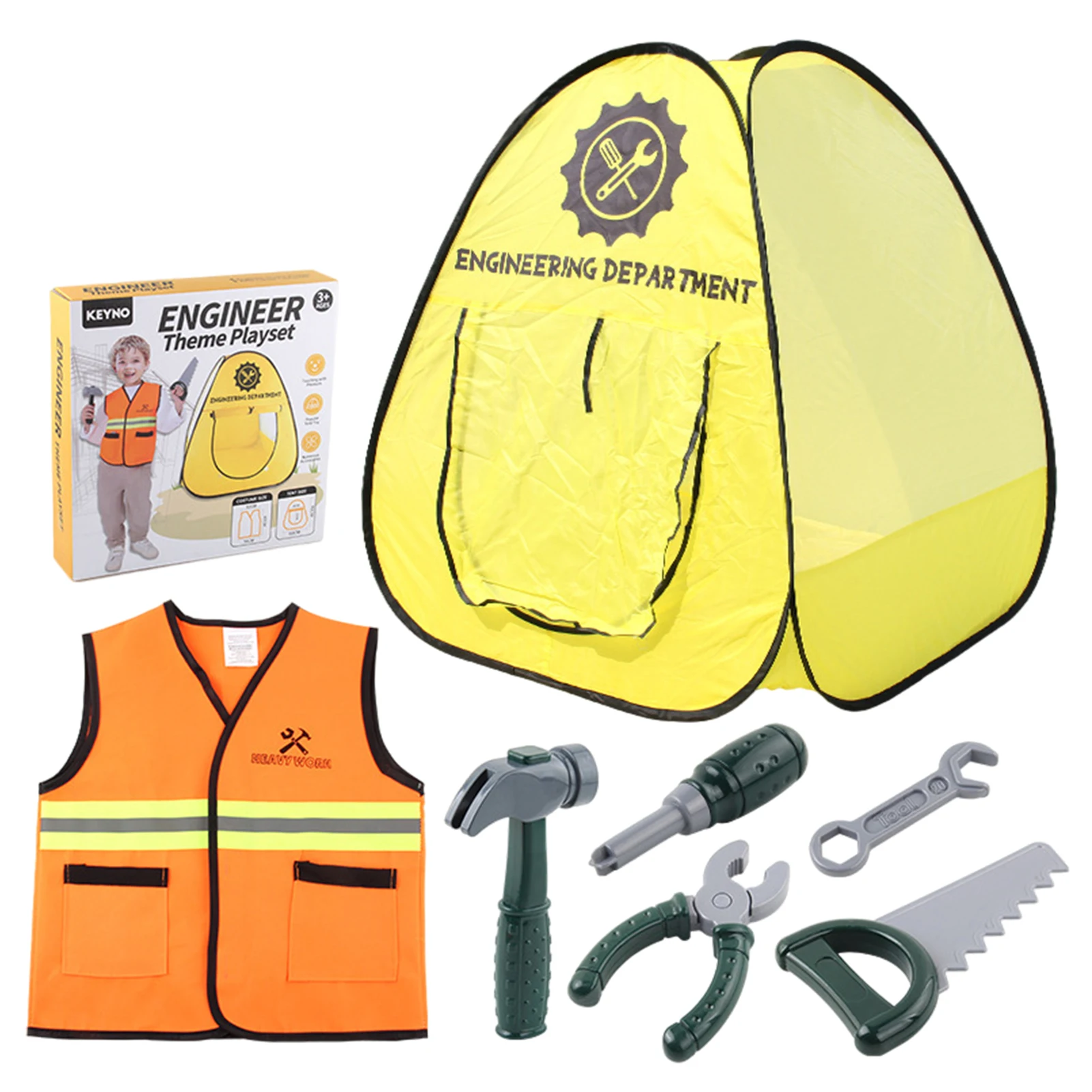 

Children's Role-playing Engineering Repair Tent Set DIY Role Play Engineer Costume Set With Vest And Simulation Repair Tool