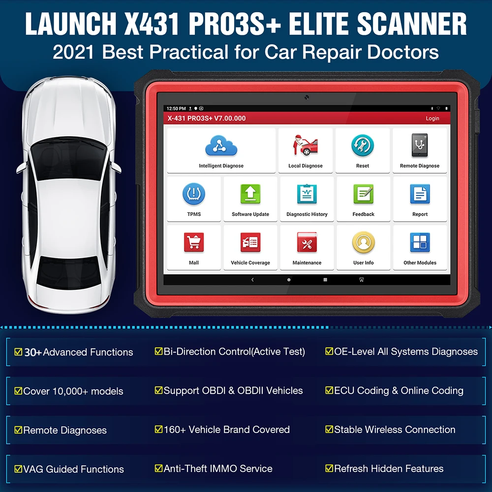LAUNCH X431 PRO3S+10.1 Automotive professional diagnostic scanner Full System OBD OBD2 Code Reader Scan tool PRO3S PLUS pk V PRO |