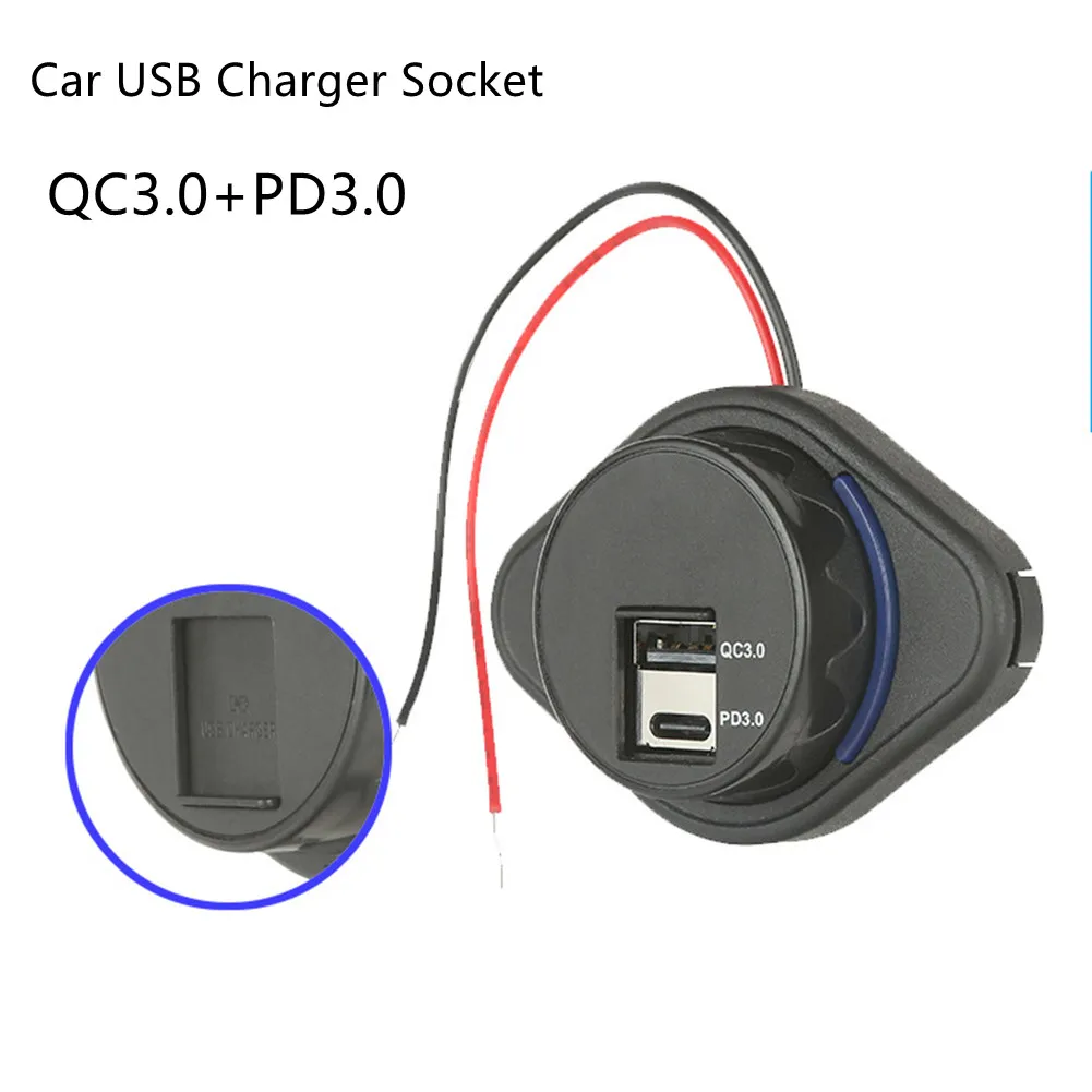

12-24V QC3.0+PD Dual USB Charger Power Socket Adapter Charging Panel Mount For Motorbike Car Boat Camper Caravans